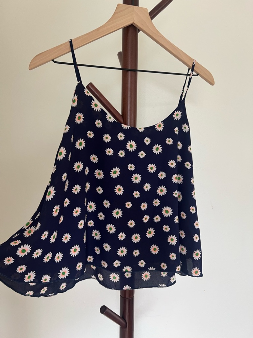 a'gaci Navy Floral Daisy Print Blouse